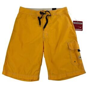 Unionbay Y2K Skater Cargo Board Shorts Men 34 Yellow Surf Beach Gorpcore NWT
